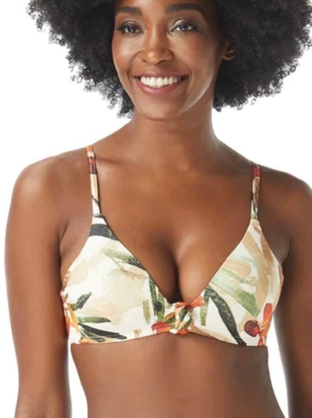 Vince Camuto Seychelles Floral Knotted Bikini Top in Bone L NWT